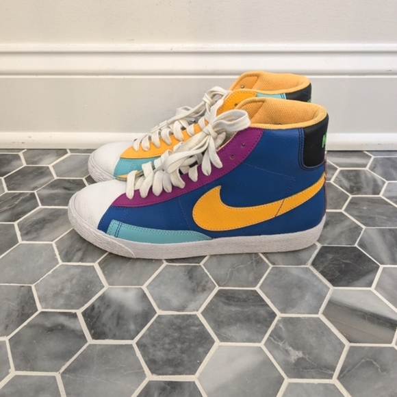 Nike Blazer Mid Aurora Purple Multicolor High Top Sneakers Youth 6 - Picture 3 of 8